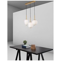 Obrázek pro produkt Závěsné svítidlo LATO opálové sklo antický mosazný kov černý kabel E14 3x5W 230V IP20 bez žárovky - NOVA LUCE