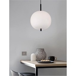 Obrázek pro produkt Závěsné svítidlo LATO černý kov a opálové sklo E27 1x12W 230V IP20 bez žárovky - NOVA LUCE