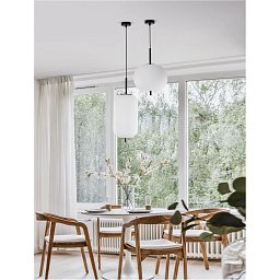 Obrázek pro produkt Závěsné svítidlo LATO černý kov a opálové sklo E27 1x12W 230V IP20 bez žárovky - NOVA LUCE