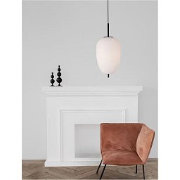 Obrázek pro produkt Závěsné svítidlo LATO černý kov a opálové sklo E27 1x12W 230V IP20 bez žárovky - NOVA LUCE