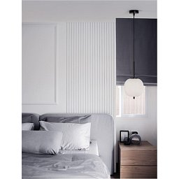 Obrázek pro produkt Závěsné svítidlo LATO černý kov a opálové sklo E14 1x5W 230V IP20 bez žárovky - NOVA LUCE