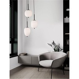 Obrázek pro produkt Závěsné svítidlo LATO černý kov a opálové sklo E14 3x5W 230V IP20 bez žárovky - NOVA LUCE