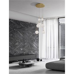 Obrázek pro produkt Závěsné svítidlo HOOK saténový zlatý kov a opálové bílé sklo LED 52W 230V 3000K IP20 stmívatelné - NOVA LUCE