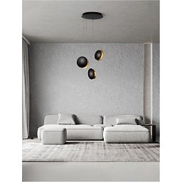 Obrázek pro produkt Závěsné svítidlo SHELL černá a zlatý hliník a železo LED 21W 3000K - NOVA LUCE