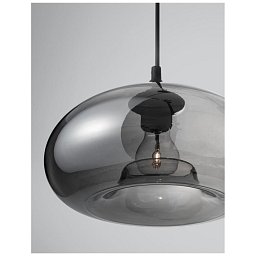 Obrázek pro produkt Závěsné svítidlo SAVAZ chromové sklo černý kov černý kabel E27 1x12W 230V IP20 bez žárovky - NOVA LUCE