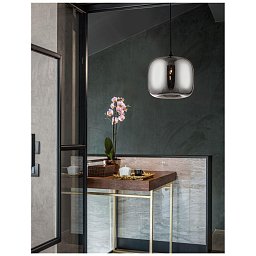 Obrázek pro produkt Závěsné svítidlo SAVAZ chromové sklo černý kov černý kabel E27 1x12W 230V IP20 bez žárovky - NOVA LUCE