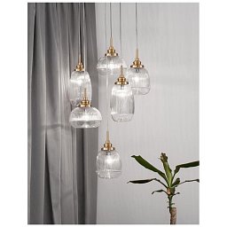 Obrázek pro produkt Závěsné svítidlo MOND saténový zlatý kov čiré sklo E14 6x5W230V IP20 bez žárovky - NOVA LUCE