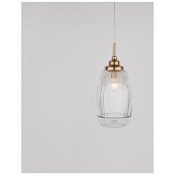 Obrázek pro produkt Závěsné svítidlo MOND saténový zlatý kov čiré sklo E14 1x5W 230V IP20 bez žárovky - NOVA LUCE