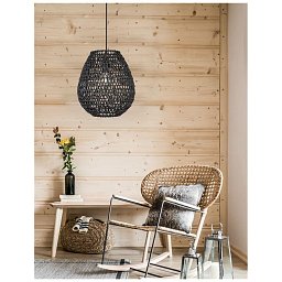 Obrázek pro produkt Závěsné svítidlo GRIFFIN černý papír černý kabel E27 1x12W 230V IP20 bez žárovky - NOVA LUCE