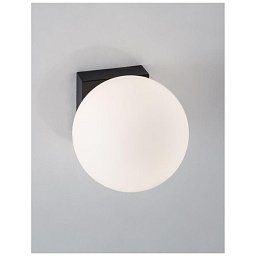 Obrázek pro produkt Nástěnné svítidlo JOLINE černý kov a hliník bílé opálové sklo vypínač na těle LED 1x6W 230V 3200K IP20 - NOVA LUCE