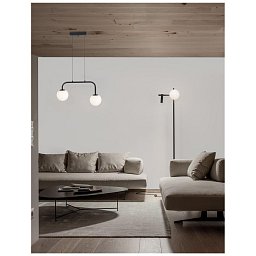 Obrázek pro produkt Závěsné svítidlo JOLINE černý kov a hliník bílé opálové sklo LED 16W 240V 3200K IP20 - NOVA LUCE