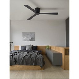 Obrázek pro produkt AKCE - Stropní ventilátor DELL tělo z hliníku matná černá 3ABS dřevěné listy - NOVA LUCE