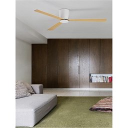 Obrázek pro produkt Stropní ventilátor DELL tělo z hliníku dřevo a matná bílá 3ABS dřevěné listy - NOVA LUCE