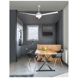 Obrázek pro produkt Stropní ventilátor se světlem FLOW matná bílá ocel a sklo bílá 5ti rychlostní dálkové ovládání 37W LED 3000K - NOVA LUCE