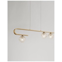 Obrázek pro produkt Závěsné svítidlo MIRANO čiré strukturované sklo a mosaz zlatá G9 3x5W 230V IP20 bez žárovky - NOVA LUCE