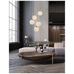 Obrázek pro produkt Závěsné svítidlo CANTONA bílé opálové sklo mosaz zlatá G9 5x5W 230V IP20 bez žárovky - NOVA LUCE