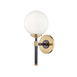 Obrázek pro produkt Nástěnné svítidlo BOWERY ocel/sklo starobronz/opál E27 1x60W - HUDSON VALLEY