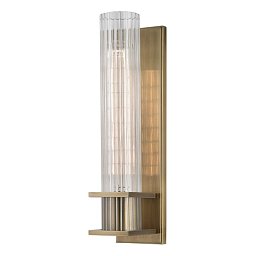 Obrázek pro produkt Nástěnné svítidlo SPERRY ocel/sklo staromosaz/čirá E27 1x75W - HUDSON VALLEY