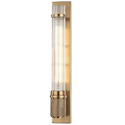 Obrázek pro produkt Nástěnné svítidlo SHAW ocel/sklo staromosaz/čirá E27 1x6W - HUDSON VALLEY