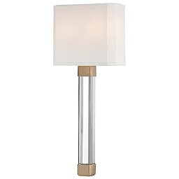 Obrázek pro produkt Nástěnné svítidlo LARISSA ocel/hedvábí staromosaz/bílá E14 2x40W - HUDSON VALLEY