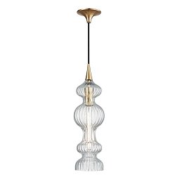 Obrázek pro produkt Závěsné svítidlo POMFRET ocel/sklo staromosaz/čirá E27 1x40W - HUDSON VALLEY