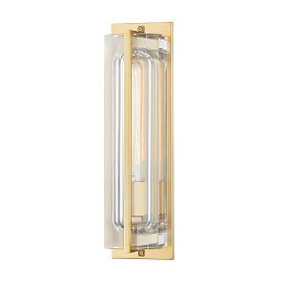 Obrázek pro produkt Nástěnné svítidlo HAWKINS ocel/sklo staromosaz/čirá E27 1x40W - HUDSON VALLEY