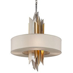 Obrázek pro produkt Závěsné svítidlo MODERNIST kov/textil stříbrná/zlatá/slonovinová E14 6x40W - HUDSON VALLEY (Corbettt)