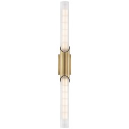 Obrázek pro produkt Nástěnné svítidlo PYLON ocel/sklo staromosaz/matné E27 2x6W - HUDSON VALLEY