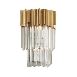 Obrázek pro produkt Nástěnné svítidlo CHARISMA ocel/hliník/křišťál zlatá/čirá E14 2x8W - HUDSON VALLEY (Corbettt)
