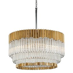 Obrázek pro produkt Závěsné svítidlo CHARISMA ocel/hliník/křišťál zlatá/čirá E14 8x40W - HUDSON VALLEY (Corbettt)