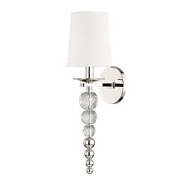 Obrázek pro produkt Nástěnné svítidlo PERSIS ocel/textil nikl/bílá E14 1x60W - HUDSON VALLEY