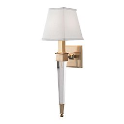 Obrázek pro produkt Nástěnné svítidlo RUSKIN mosaz/hedvábí staromosaz/bílá E14 1x60W - HUDSON VALLEY