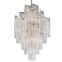 Obrázek pro produkt Závěsné svítidlo MONT BLANC kov/benátské sklo stříbrná/čirá E14 13x40W - HUDSON VALLEY (Corbettt)