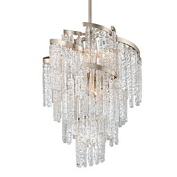 Obrázek pro produkt Závěsné svítidlo MONT BLANC kov/benátské sklo stříbrná/čirá E14 9x40W - HUDSON VALLEY (Corbettt)