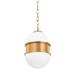 Obrázek pro produkt Závěsné svítidlo BROOMLEY mosaz/sklo mosaz/opál E27 1x8W - HUDSON VALLEY (Corbettt)