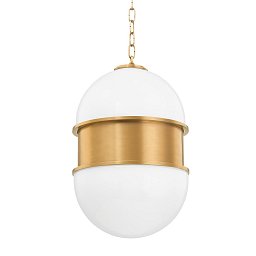 Obrázek pro produkt Závěsné svítidlo BROOMLEY mosaz/sklo mosaz/opál E27 2x8W - HUDSON VALLEY (Corbettt)