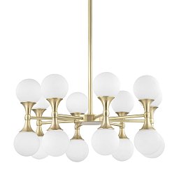 Obrázek pro produkt Závěsné svítidlo ASTORIA ocel/sklo staromosaz/opál G9 16x4W - HUDSON VALLEY