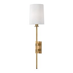 Obrázek pro produkt Nástěnné svítidlo FREDONIA mosaz/hedvábí staromosaz/bílá E14 1x60W - HUDSON VALLEY