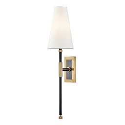 Obrázek pro produkt Nástěnné svítidlo BOWERY ocel/textil starobronz/bílá E14 1x40W - HUDSON VALLEY