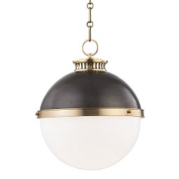 Obrázek pro produkt Závěsné svítidlo LATHAM ocel/sklo starobronz/opál E27 1x20W - HUDSON VALLEY