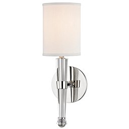 Obrázek pro produkt Nástěnné svítidlo VOLTA ocel/textil nikl/bílá E14 1x40W - HUDSON VALLEY