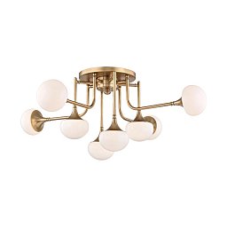 Obrázek pro produkt Stropní svítidlo FLEMING ocel/sklo staromosaz/opál G9 8x6W - HUDSON VALLEY