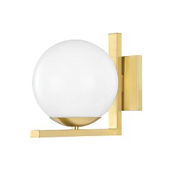 Obrázek pro produkt Nástěnné svítidlo TANNER ocel/sklo staromosaz/opál E27 1x60W - HUDSON VALLEY