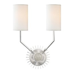 Obrázek pro produkt Nástěnné svítidlo BORLAND ocel/hedvábí nikl/bílá E14 2x40W - HUDSON VALLEY