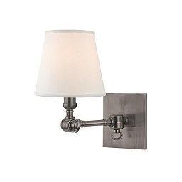 Obrázek pro produkt Nástěnné svítidlo HILLSDALE mosaz/textil nikl/bílá E14 1x40W - HUDSON VALLEY