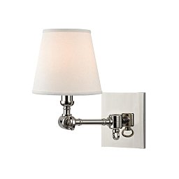 Obrázek pro produkt Nástěnné svítidlo HILLSDALE mosaz/textil nikl/bílá E14 1x40W - HUDSON VALLEY
