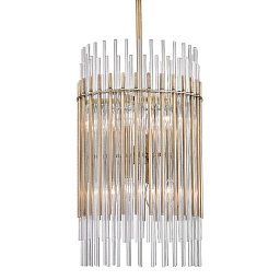 Obrázek pro produkt Závěsné svítidlo WALLIS ocel/sklo staromosaz/čirá E14 8x40W - HUDSON VALLEY