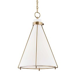 Obrázek pro produkt Závěsné svítidlo ELDRIDGE ocel/sklo staromosaz/opál E27 1x13W - HUDSON VALLEY