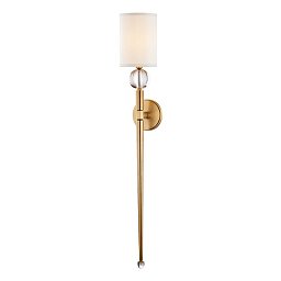 Obrázek pro produkt Nástěnné svítidlo ROCKLAND ocel/hedvábí staromosaz/bílá E14 1x40W - HUDSON VALLEY