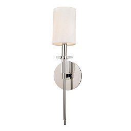 Obrázek pro produkt Nástěnné svítidlo AMHERST ocel/hedvábí nikl/bílá E14 1x40W - HUDSON VALLEY